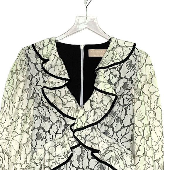 Keepsake S Encore Ivory Lace Ruffled Long Sleeve Dress Feminine Wedding Guest - Picture 5 of 9